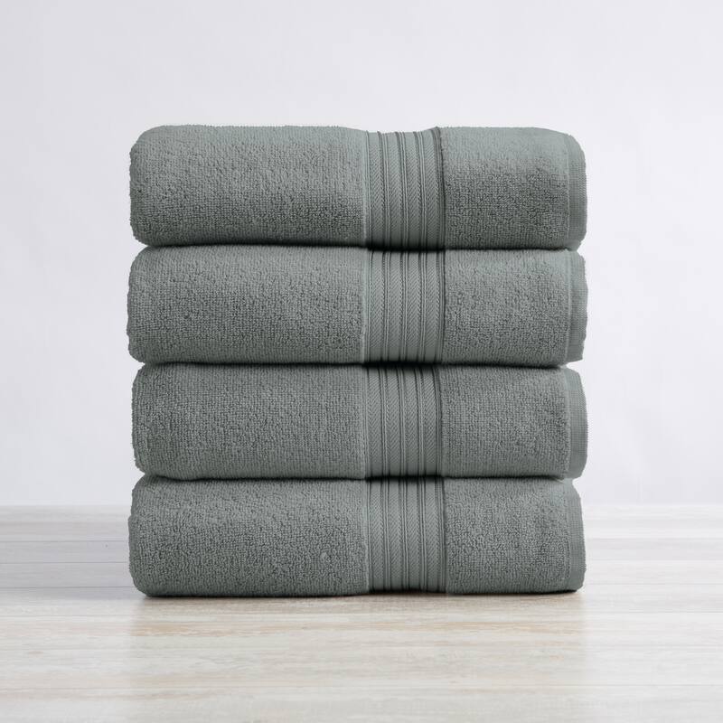 Linery & Co. Ringspun Cotton Bath Towel - Bath Towel (Pack of 4) - Steel Blue