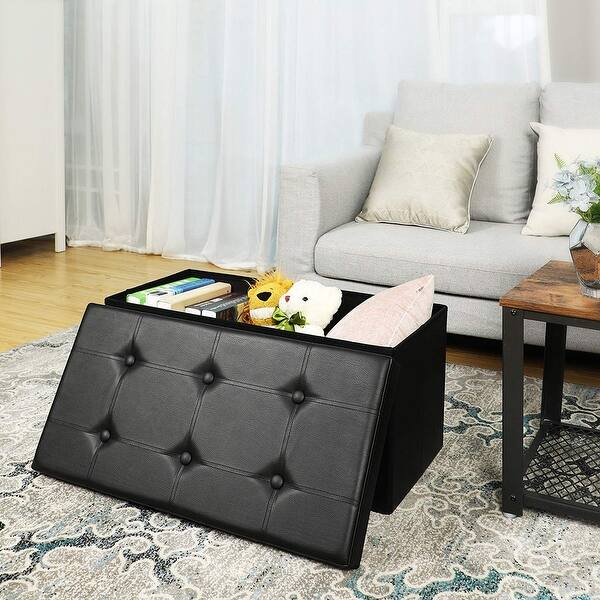 15 Storage Ottoman Cube Footrest Stool Puppy Step Coffee Table Holds Up To 660lbs Faux Leather Black On Sale Overstock 32465430