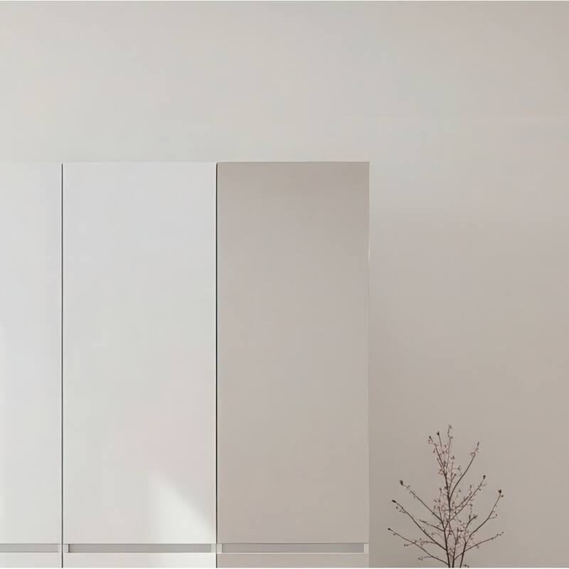 Elise Modular Wood Closet System with Mirror in White - 47.1"D x 17.72"W x 70.9"H
