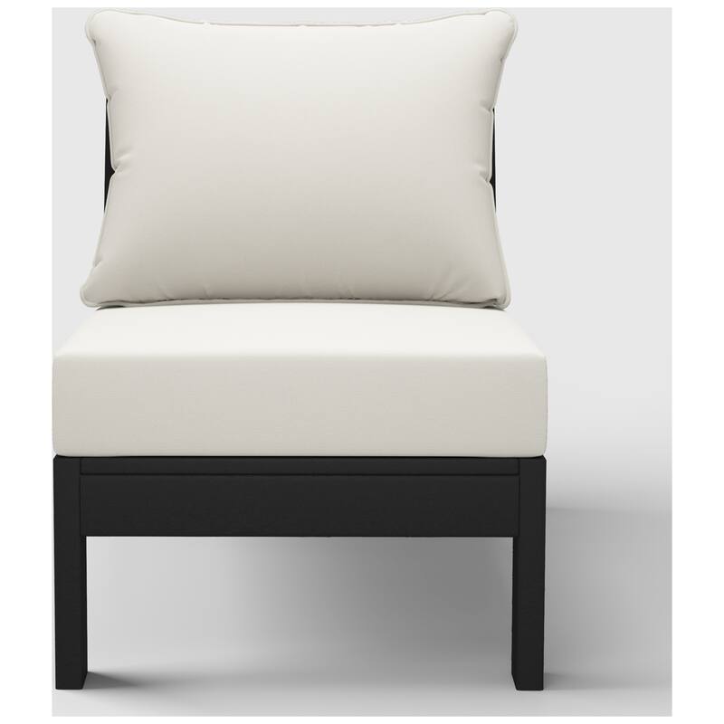 Birchwood All Weather HDPE Outdoor Patio Deep Seating Black Armless Chair With Cushions (1-Piece)