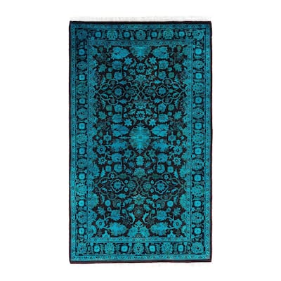 Overdyed, One-of-a-Kind Hand-Knotted Area Rug - Red - 3' 1" x 5' 1"