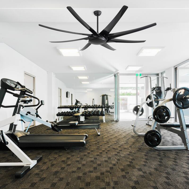 Large 100/84-inch 8-Blade Matte Black Ceiling Fan with Remote,No Light