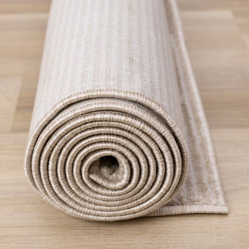 Brown White Intricate Striped Shapes Area Rug