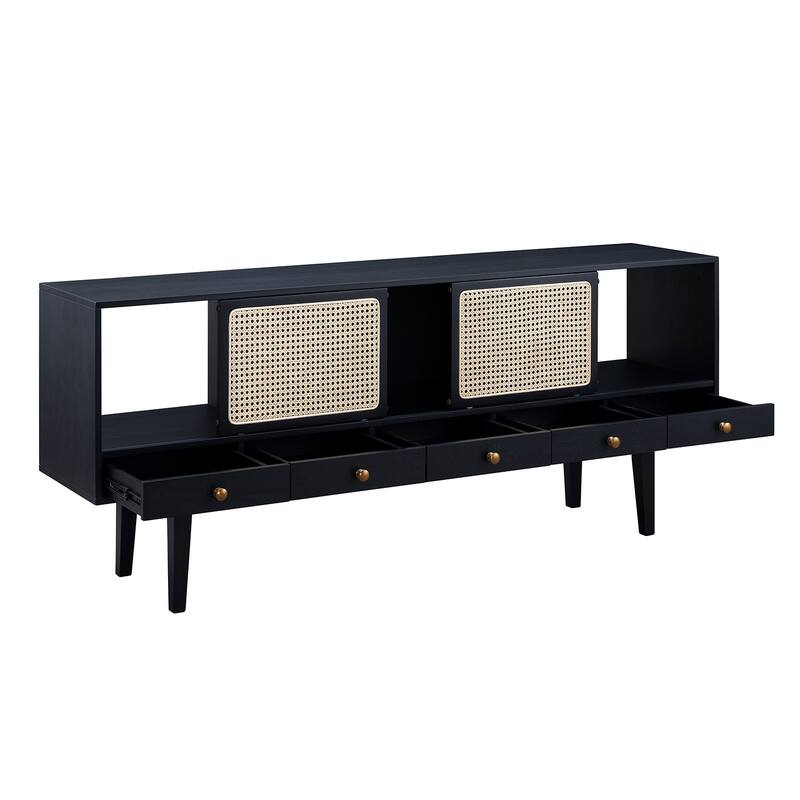 SEI Furniture Mid-century Modern TV Stand Media Console for TV's up to 68"