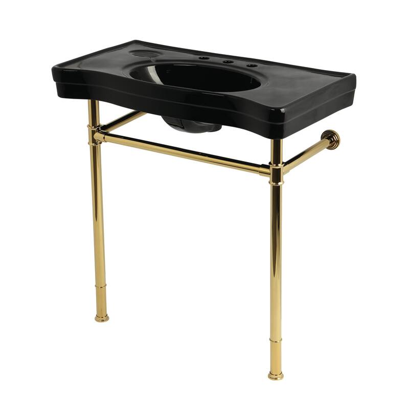 Kingston Brass KVPB36198K Imperial 36" Rectangular Ceramic and - Black / Polished Brass
