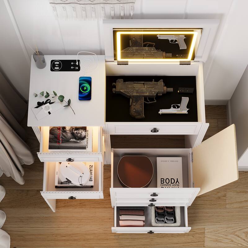 Makeup Vanity With Led Light and Hidden Storage