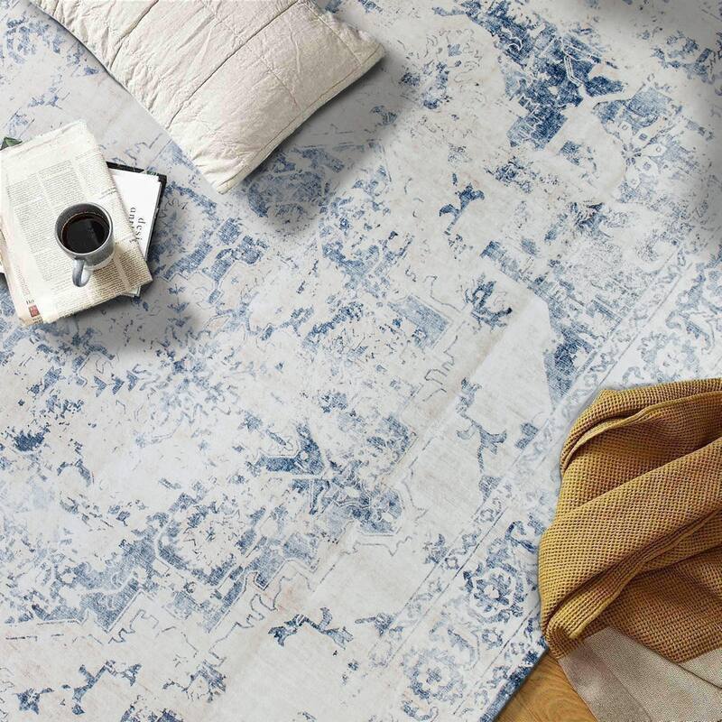 World Rug Gallery Traditional Vintage Distressed Washable Non Slip Area Rug