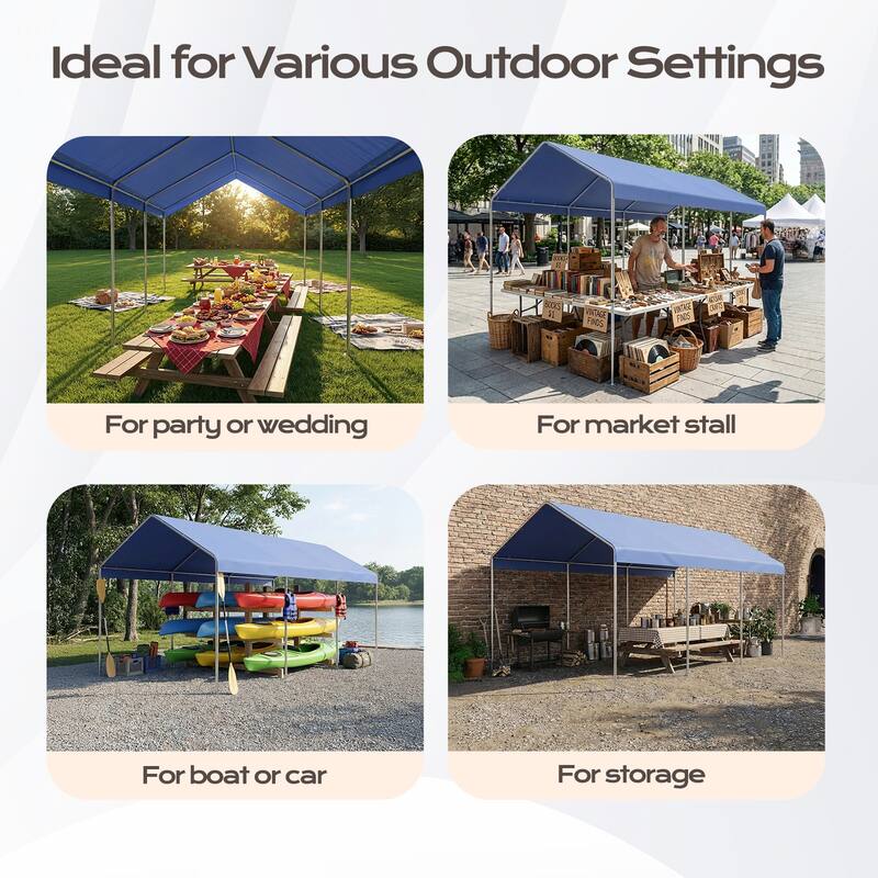 Aoodor 10 x 20 FT Carport Replacement Canopy Cover