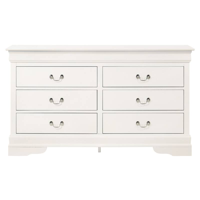 Wide 6-Drawer White Dresser with Smooth Glide Drawers, Clean Minimalist Look, and Spacious Modern Bedroom Storage
