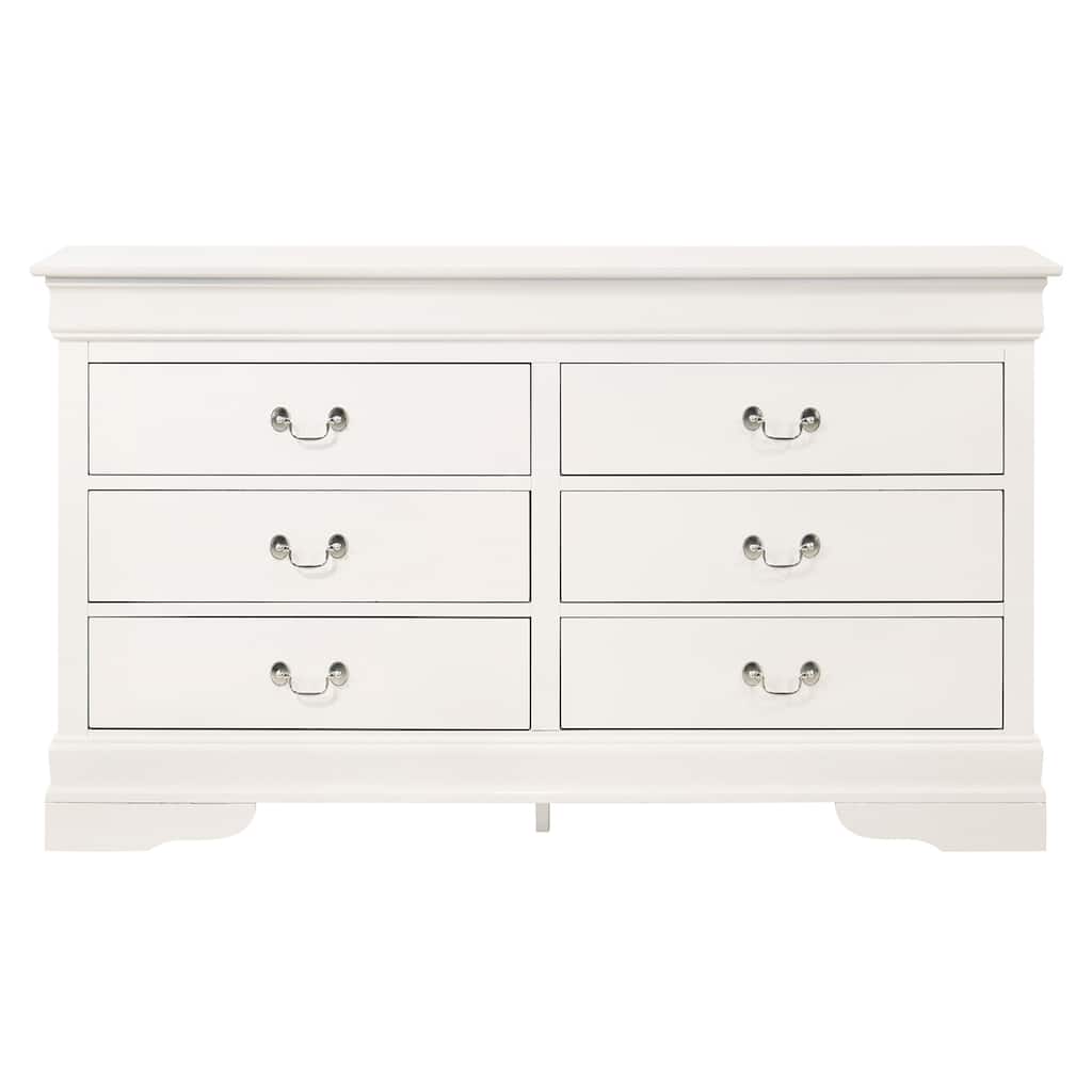 Wide 6-Drawer White Dresser with Smooth Glide Drawers, Clean Minimalist Look, and Spacious Modern Bedroom Storage