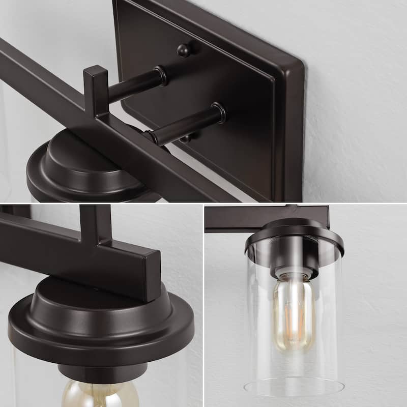 Egan 23.25" 3-Light Farmhouse Industrial Vanity Light with Bathroom Hardware Accessory Set, (5-Piece) by JONATHAN Y