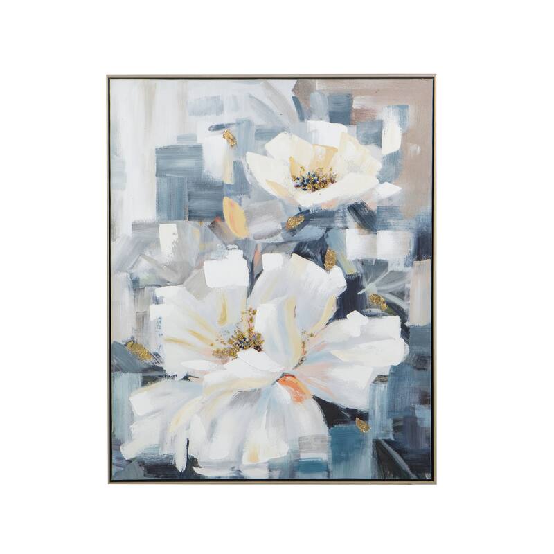 Modern Large Rectangular Floral Canvas Wall Decor Home Decor Painting with Frame, for Living Room Kitchen Foyer Office