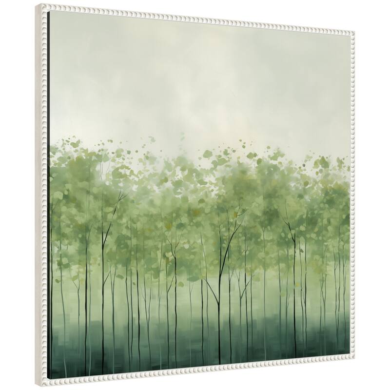 Kate and Laurel Abstract Green Trees by The Creative Bunch Studio Framed Canvas Wall Art Print - 30 x 30 - White