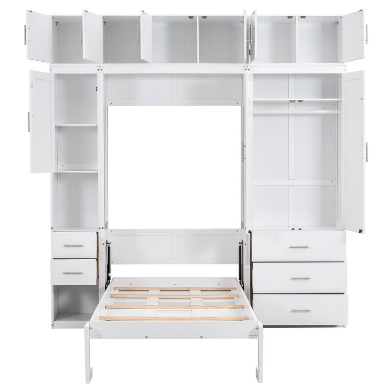 Twin Size Murphy Bed with Lockers and Wardrobes