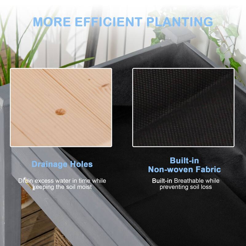 Outsunny 48" x 22" x 30" Raised Garden Bed Wooden Planter Box