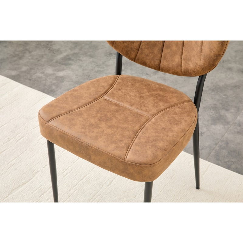 Set of 4, 20" PU Leather Upholstered Dining Chairs with Metal Legs