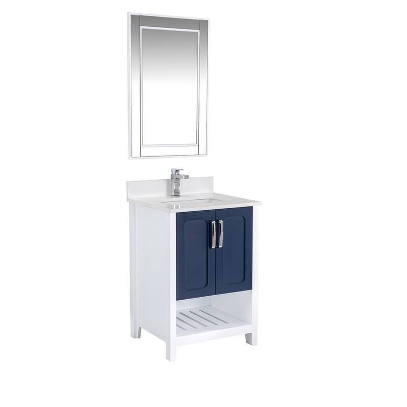 Florin 24'' Free-standing Single Bathroom Vanity with Quartz Vanity Top & Mirror