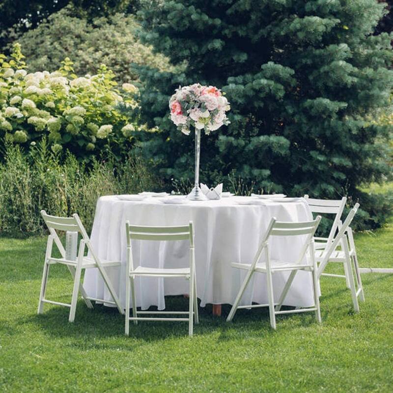 90 Inch Round Polyester White Tablecloth with Stain and Resistant Wrinkle Free for Dining Table Decor