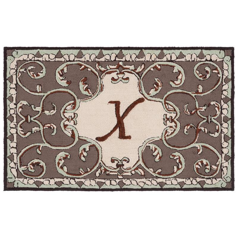 SAFAVIEH Hand-hooked Monogram Athina J Mocha Rug
