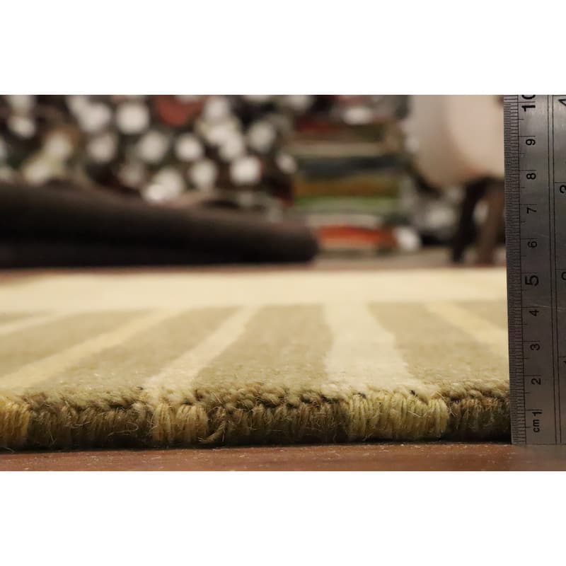 Hand Knotted Oriental 100% Wool Carpet Modern Stripe Yellow & Gold Gabbeh Area Rug - 5' 10'' X 3' 11''