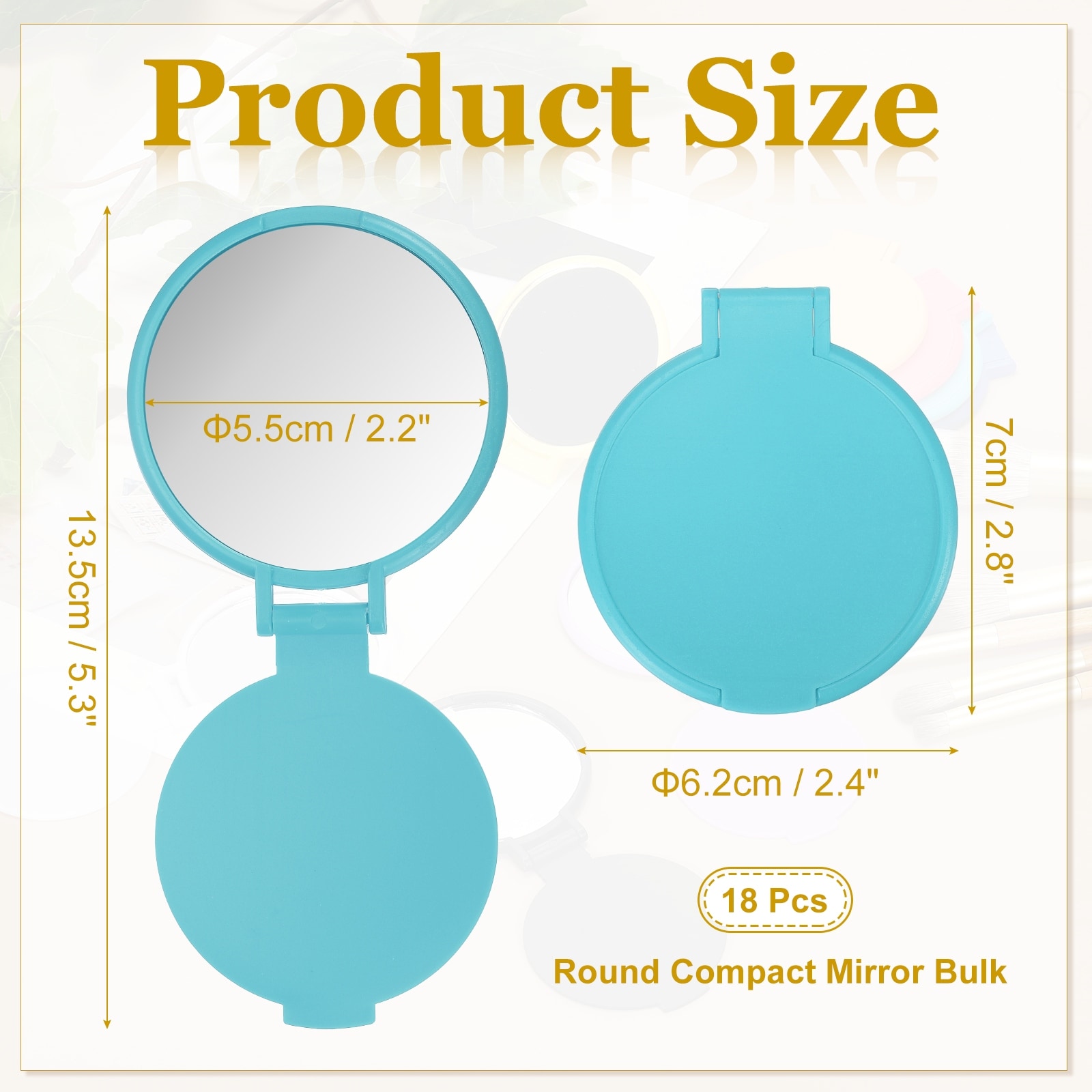 Round Compact Mirror Bulk, Mini Pocket Folding Makeup Mirrors Small Portable Stuffs for Purse Travel Daily Use