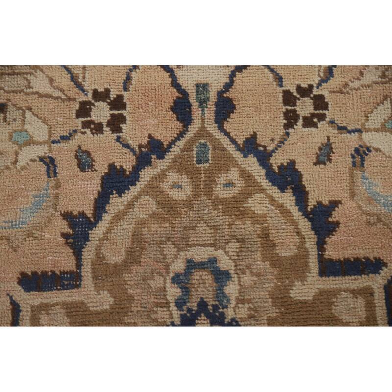 Hand Knotted Oriental 100% Wool Carpet Traditional Floral Peach Mashad Area Rug - 12' 7'' X 9' 9''