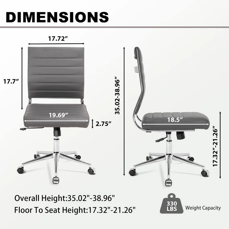 Armless Ergonomic Office Chair Modern Swivel Chair for Home & Office