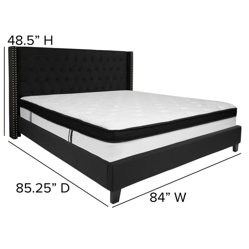 Tufted Upholstered Platform Bed w/ Memory Foam Pocket Spring Mattress