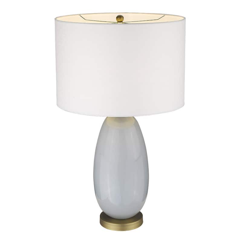 Contemporary 29" Light Grey Glass Table Lamp with White Shade - 16.50" x 16.50" x 28.50"