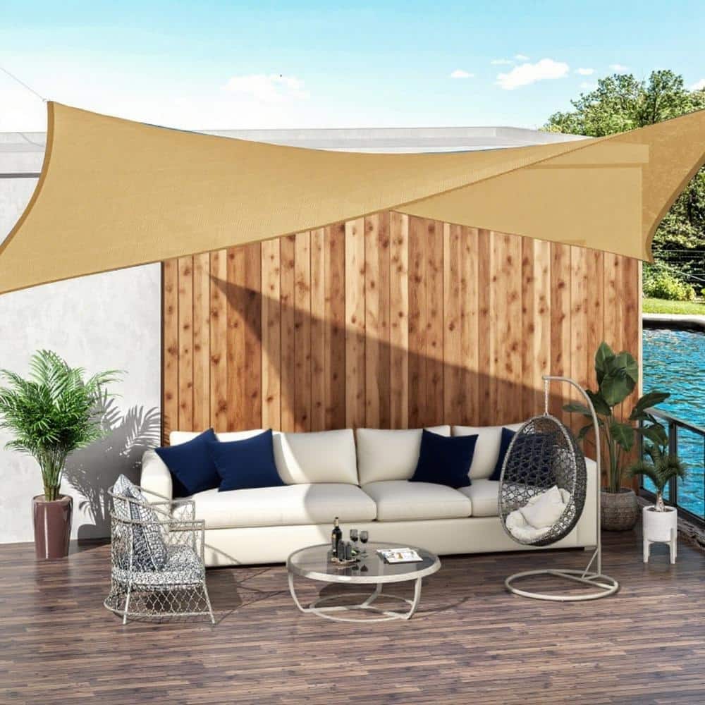 GDFStudio Outdoor Solara Polyethylene Sun Shade Sail with Cooling Effect