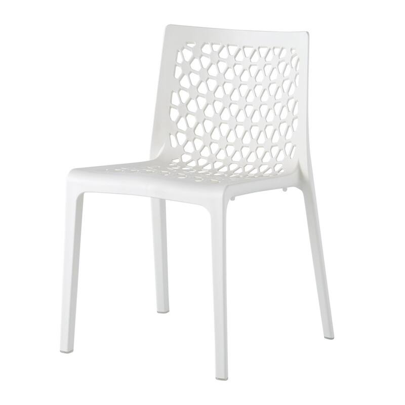 HomeRoots Set of Two White Heavy Duty Plastic Outdoor Stacking Dining Chairs