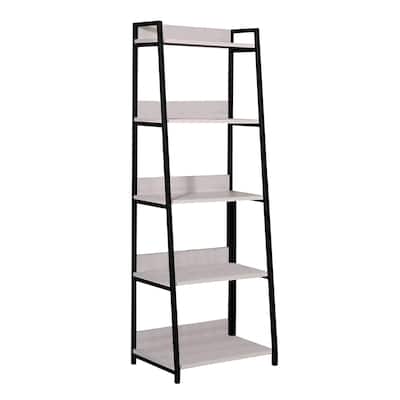 67-Inch Space-Saving Ladder Bookcase with Metal Frame and Wood Shelves for Bedroom or Living Room