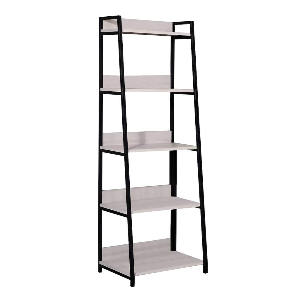 67-Inch Space-Saving Ladder Bookcase with Metal Frame and Wood Shelves for Bedroom or Living Room