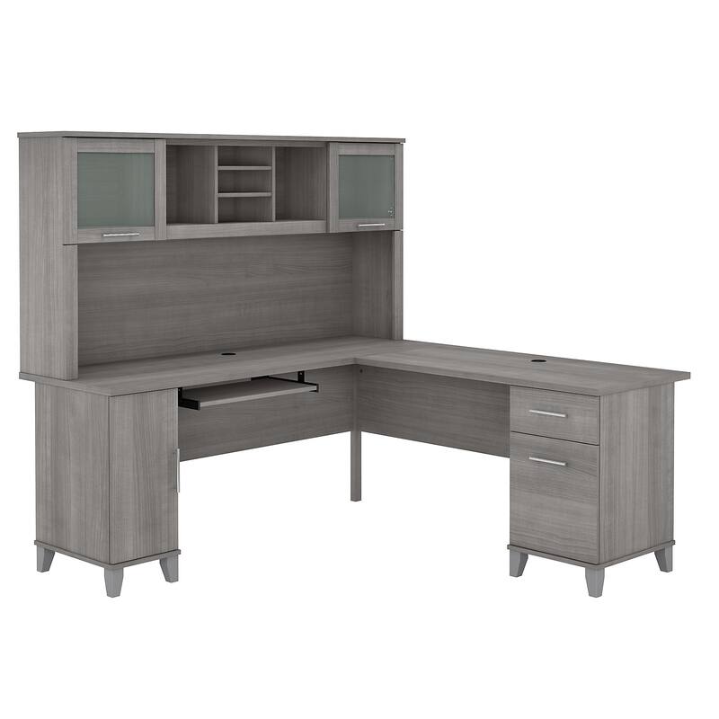 Bush Furniture Somerset 72W L Shaped Desk with Storage Hutch