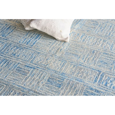 Exquisite Rugs Naturals Handmade Hand-tufted New Zealand Wool on Canvas Blue/Ivory Area Rug