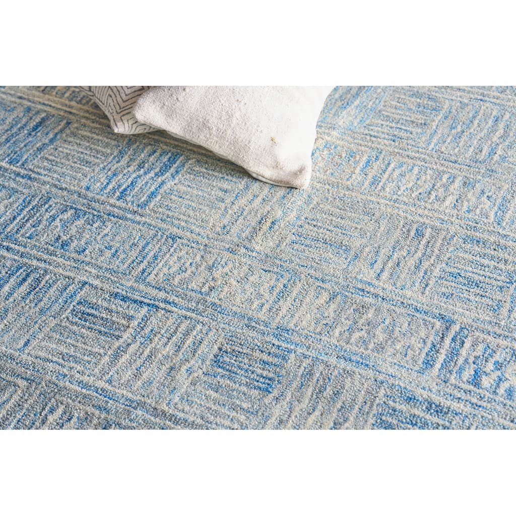 Exquisite Rugs Naturals Handmade Hand-tufted New Zealand Wool on Canvas Blue/Ivory Area Rug
