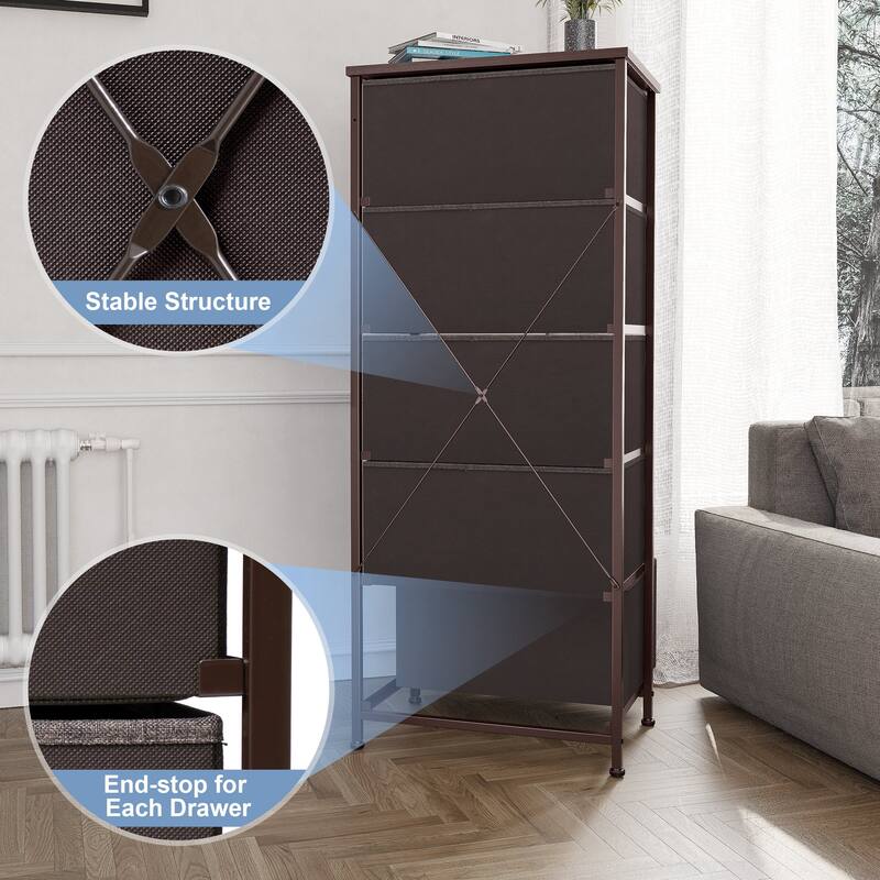 Crestlive Products Household 5-Drawer Vertical Dresser Storage Chest