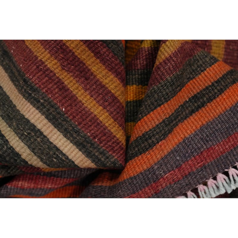Hand Woven Oriental 100% Wool Carpet Southwestern Geometric Multi-Colored Kilim Area Rug - 9' 7'' X 4' 7''