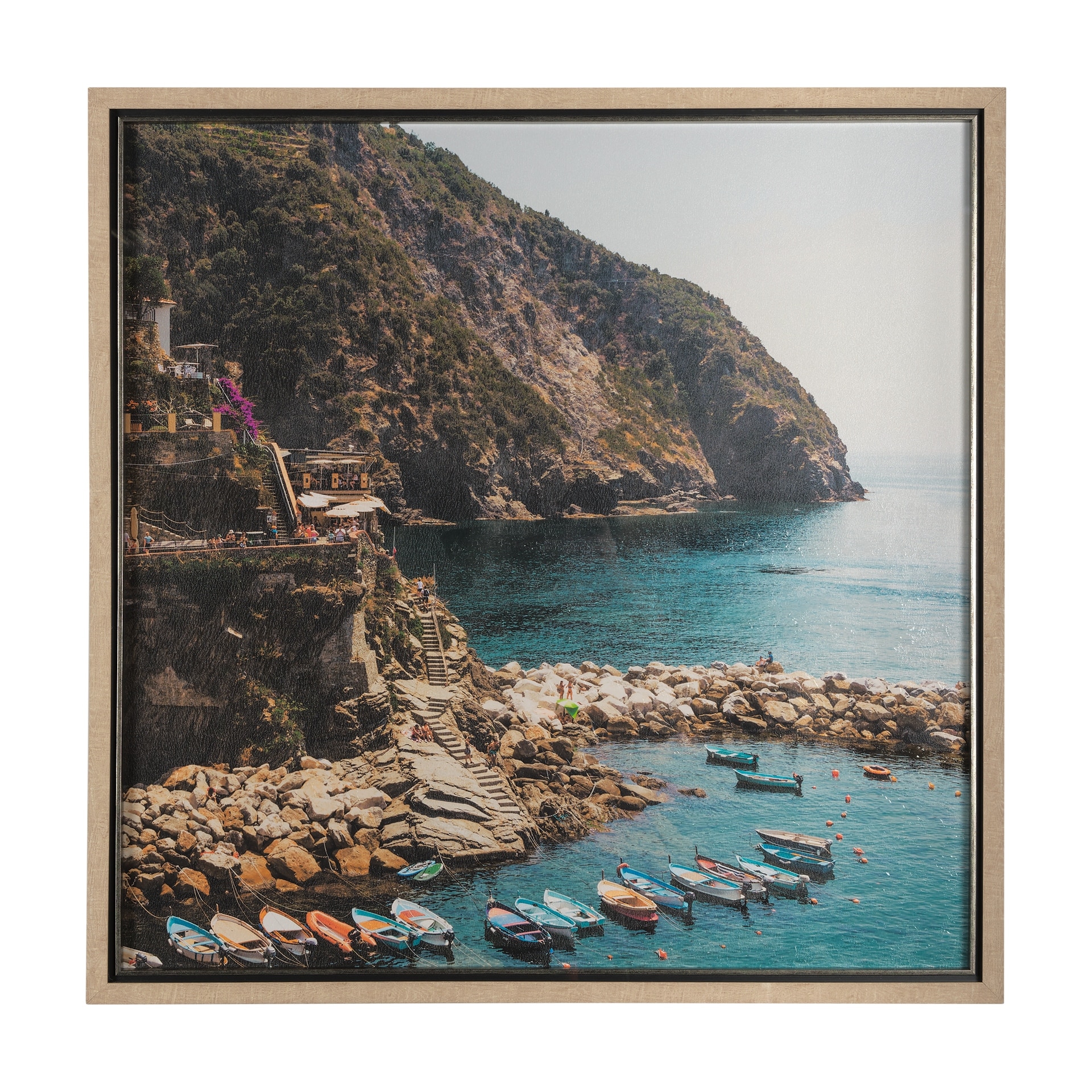 Mercana Cliffside View by Mercana Studio a Hand Embellished Textured Framed Art Photo Matted under Glass