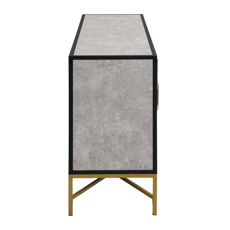 Modern Four-Door Sideboard with Metal Frame and Cross-Leg Base, Ideal for Living Room or Study