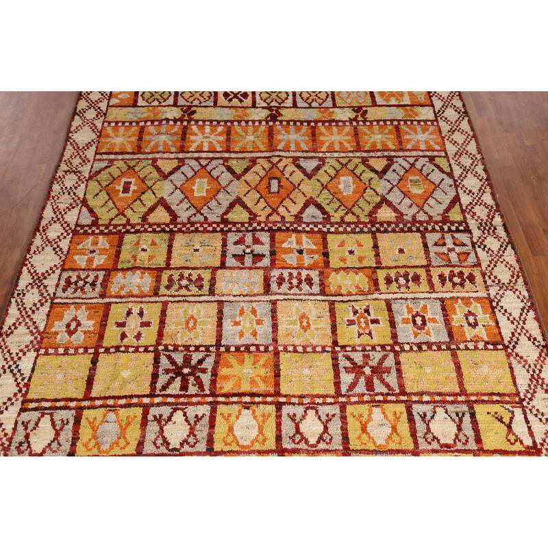 Geometric Moroccan Oriental Rug Handmade Multi-Color Wool Carpet - 6'7" x 9'9"