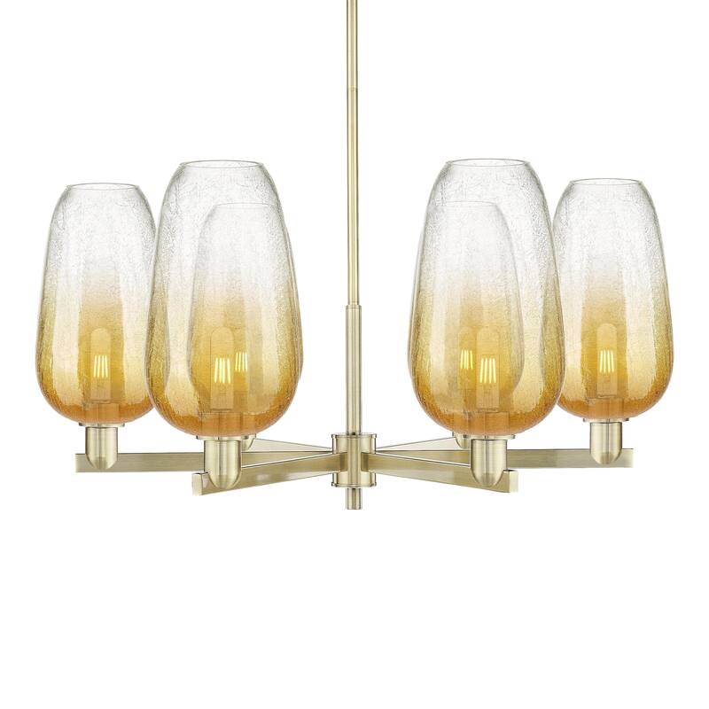 Innovations Lighting 716-6CR-17-24 Brookhaven Flute Chandelier - Antique Brass / Amber