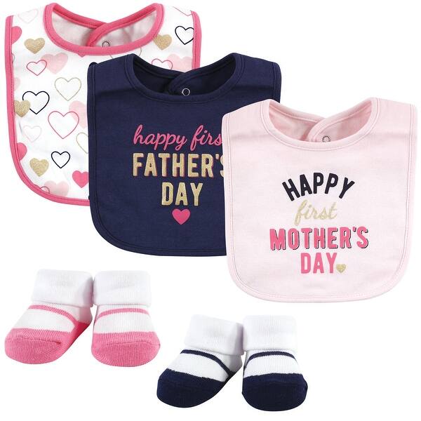 slide 1 of 1, Hudson Baby Infant Girl Cotton Bib and Sock Set, Girl Mothers Fathers Day, One Size - Girl Mothers Fathers Day - One Size One Size - Girl Mothers Fathers Day