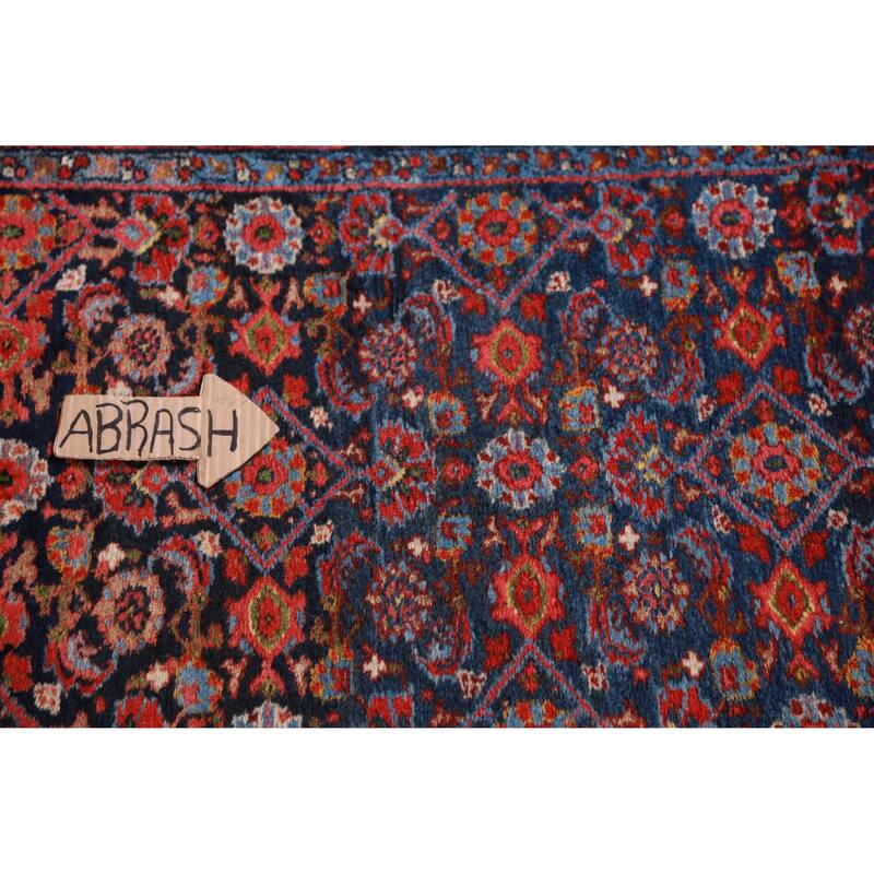 Hand Knotted Oriental 100% Wool Carpet Traditional Floral Navy Blue & Blues Mahal Runner Rug - 18' 9'' X 3' 1''