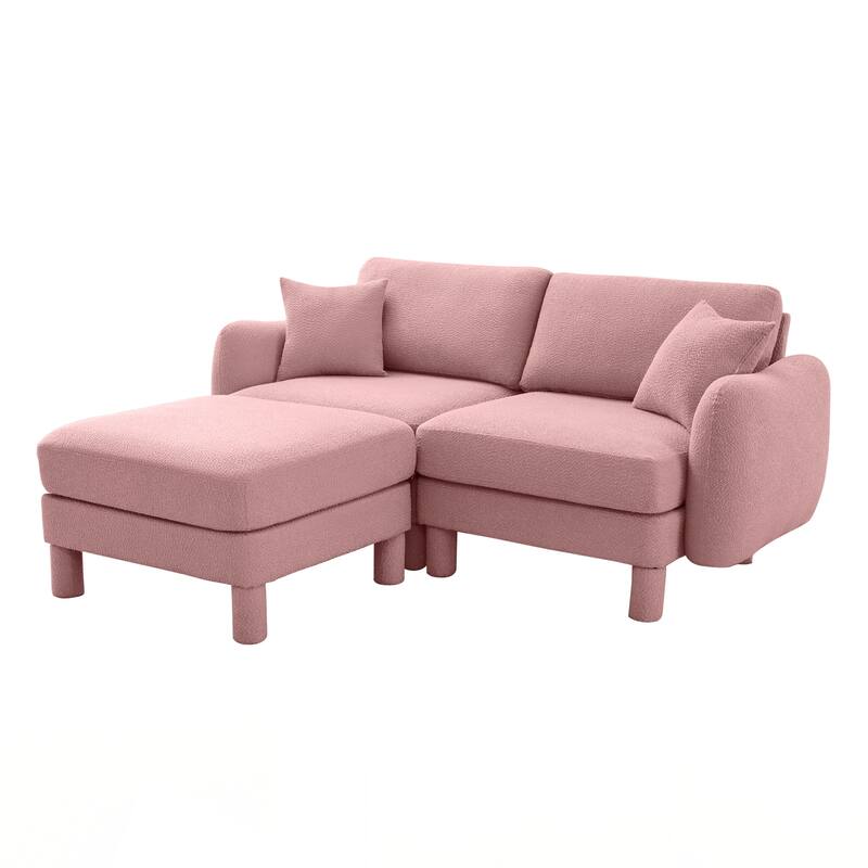 2-seater Loveseat Sofa Couch With Distinctive Shell-shaped Armrests And Removable Ottoman