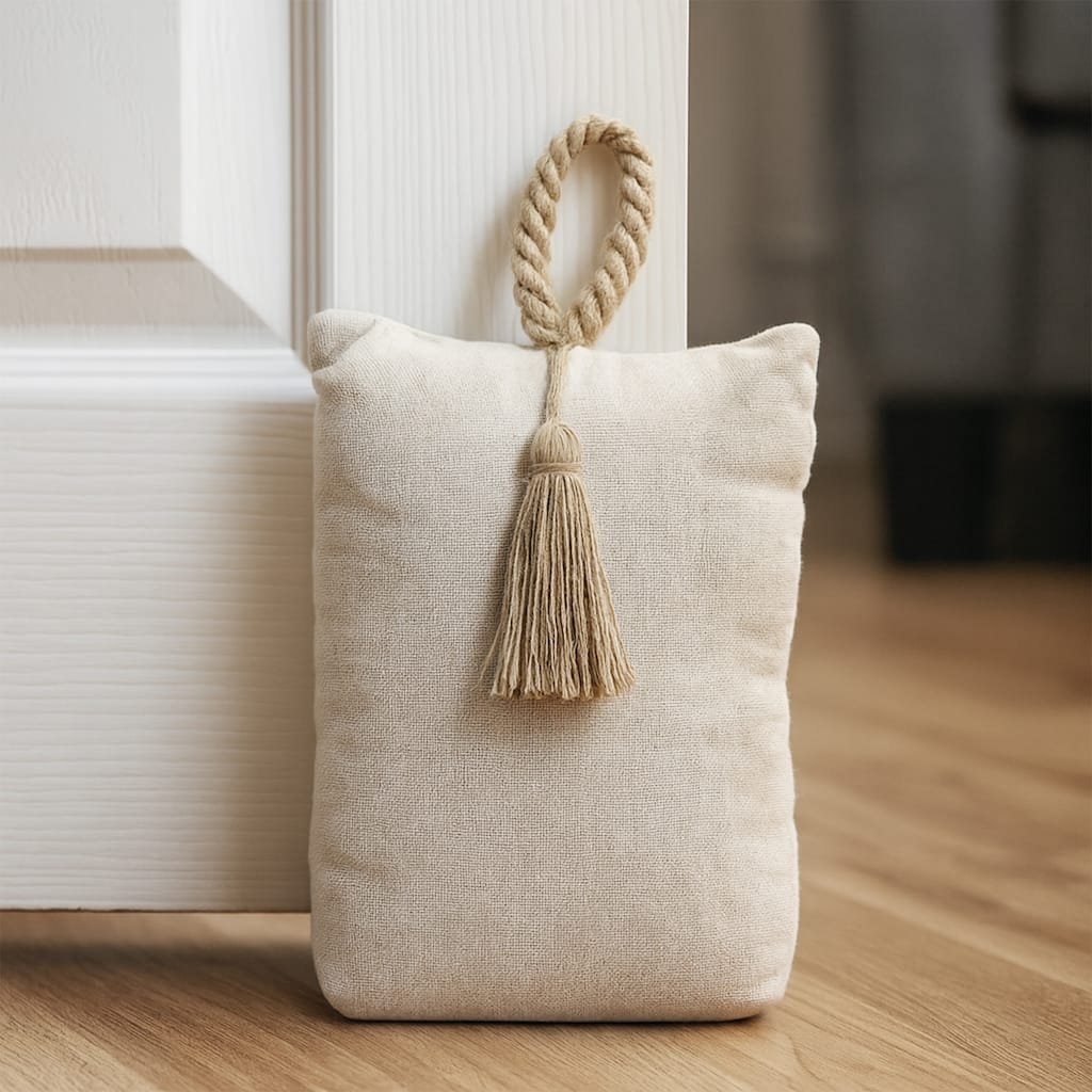 Nature Cotton Bag Door Stop Weighted Floor 2.2 lbs - 6"L x 4.6"W x 8"H