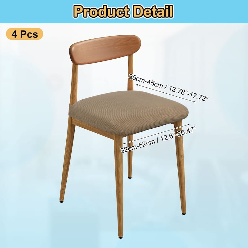 Set of 4 Chair Covers for Dining Chairs, Chair Seat Slipcovers - Brown