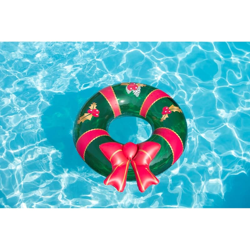 42" Christmas Wreath with Bow Inflatable Pool Inner Tube Ring