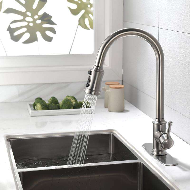 High Arc Stainless Steel Kitchen Faucet with Pull Down Sprayer