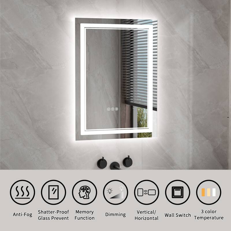 Modland Small Size LED Bathroom Mirror Back & Front Lighted Anti-Fog